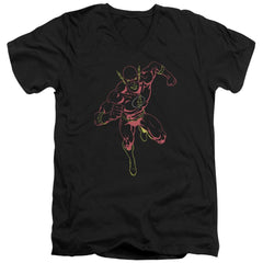 Justice League Of America Neon Flash Men's 30/1 Cotton Slim V-Neck T-Shirt