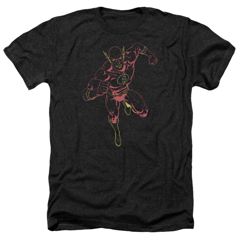 Justice League Of America Neon Flash Men's 30/1 Heather 60 40 Poly Short-Sleeve T-Shirt