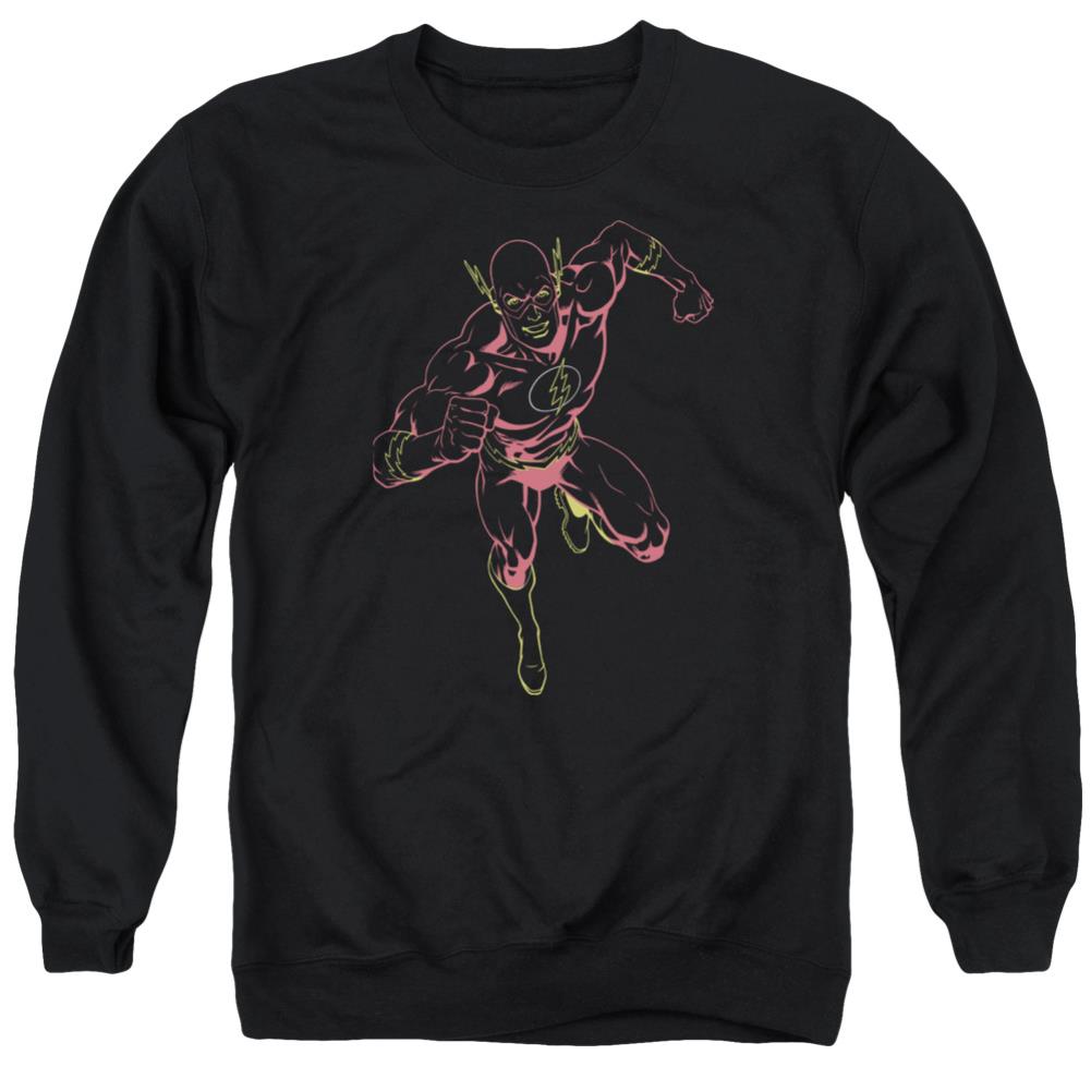 Justice League Of America Neon Flash Men's Crewneck 50 50 Poly Long-Sleeve T-Shirt