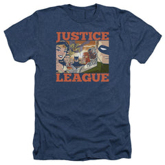 Justice League Of America New Dawn Group Men's 30/1 Heather 60 40 Poly Short-Sleeve T-Shirt