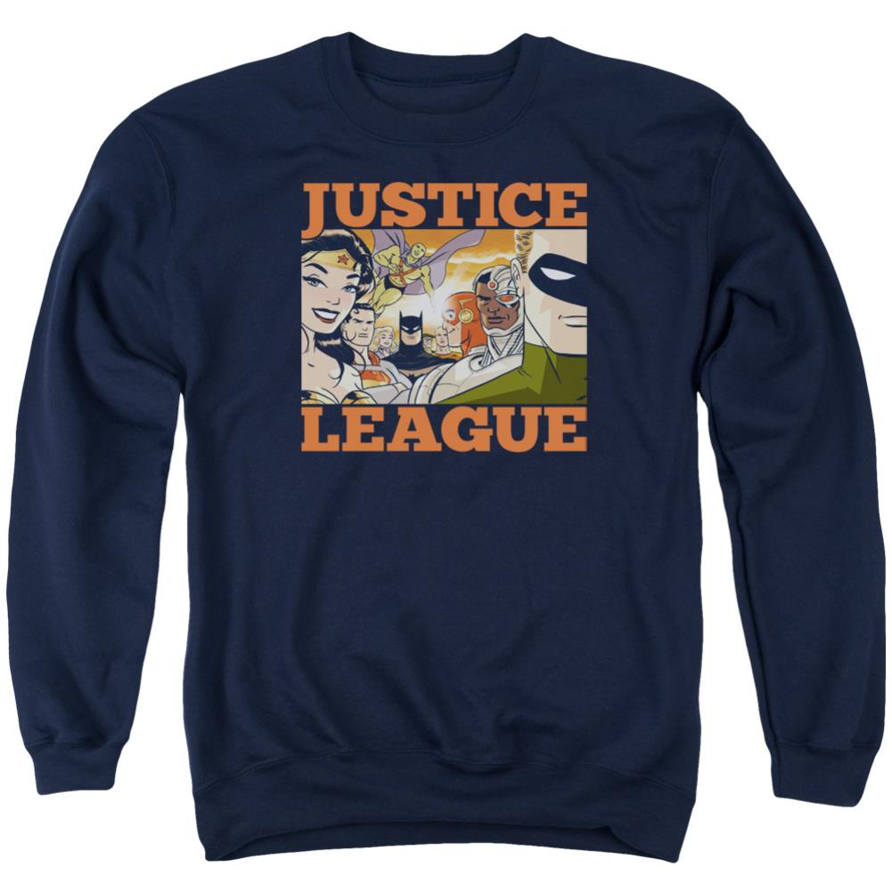 Justice League Of America New Dawn Group Men's Crewneck 50 50 Poly Long-Sleeve T-Shirt