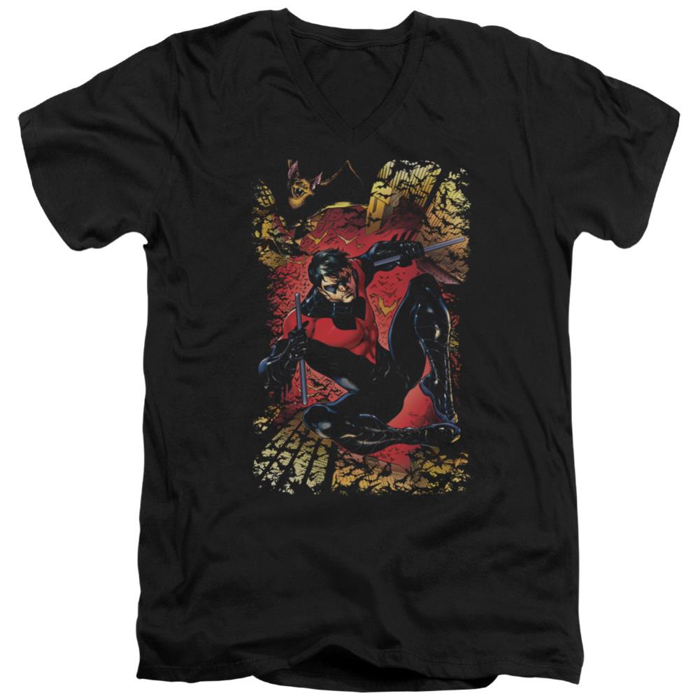Justice League Of America Nightwing #1 Men's 30/1 Cotton Slim V-Neck T-Shirt