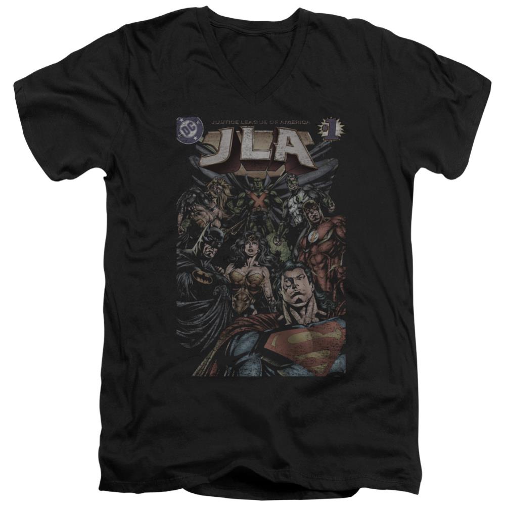 Justice League Of America #1 Cover Men's 30/1 Cotton Slim V-Neck T-Shirt