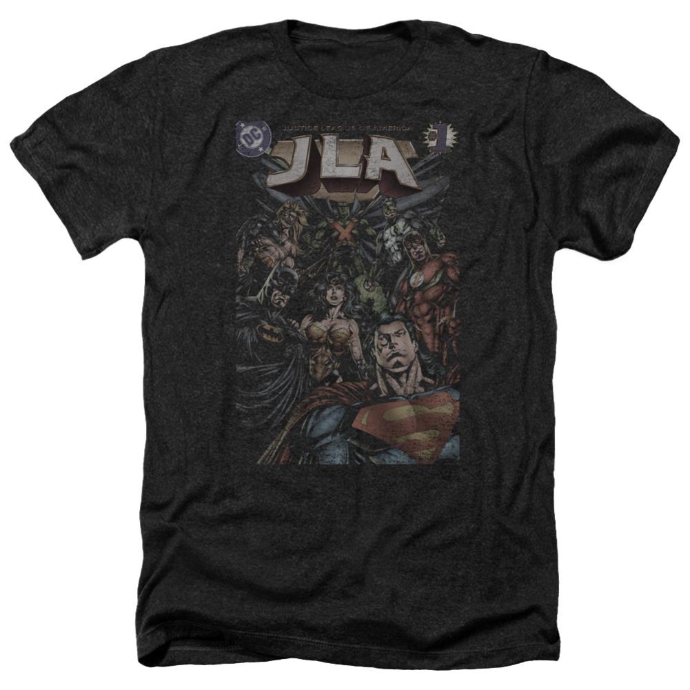 Justice League Of America #1 Cover Men's 30/1 Heather 60 40 Poly Short-Sleeve T-Shirt