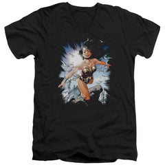 Justice League Of America Of Themyscira Men's 30/1 Cotton Slim V-Neck T-Shirt