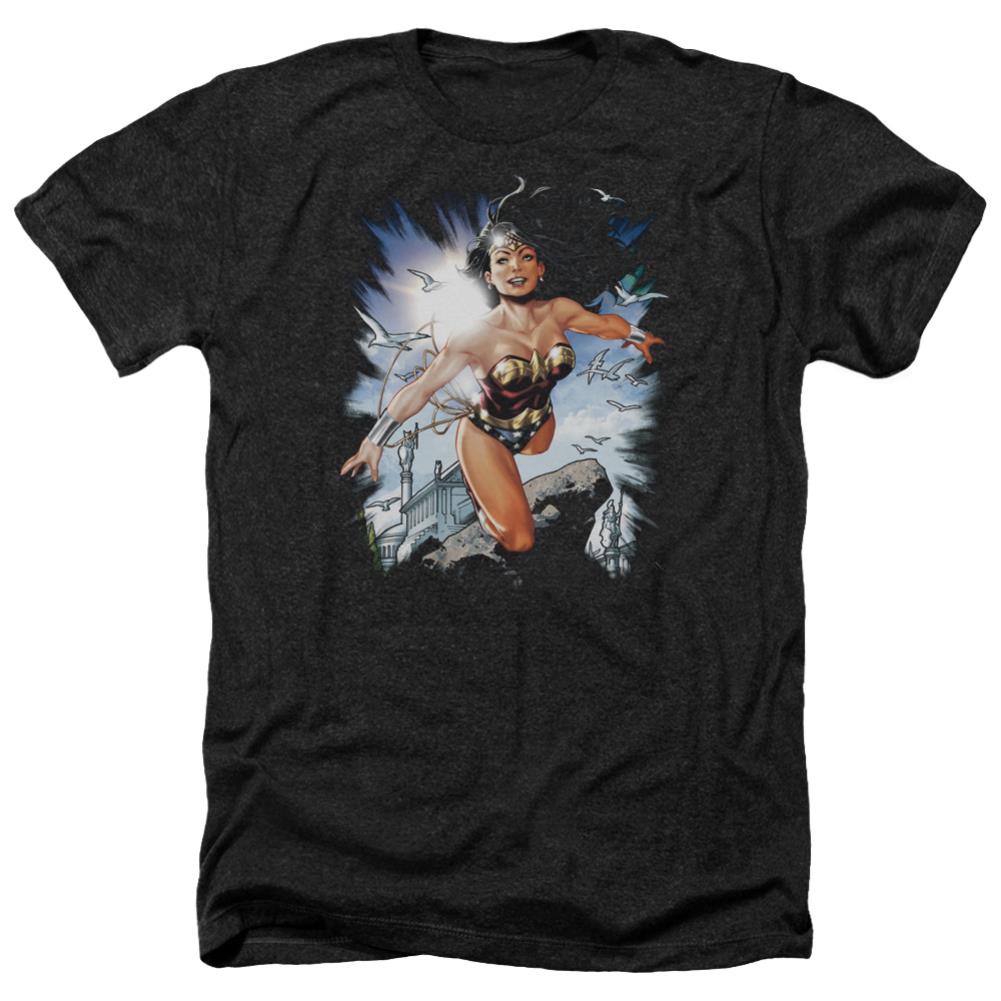 Justice League Of America Of Themyscira Men's 30/1 Heather 60 40 Poly Short-Sleeve T-Shirt