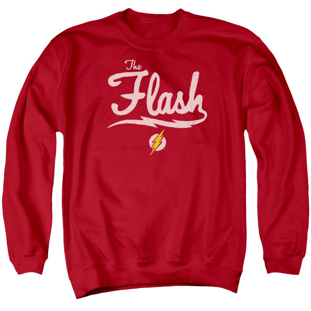 Justice League Of America Old School Flash Men's Crewneck 50 50 Poly Long-Sleeve T-Shirt