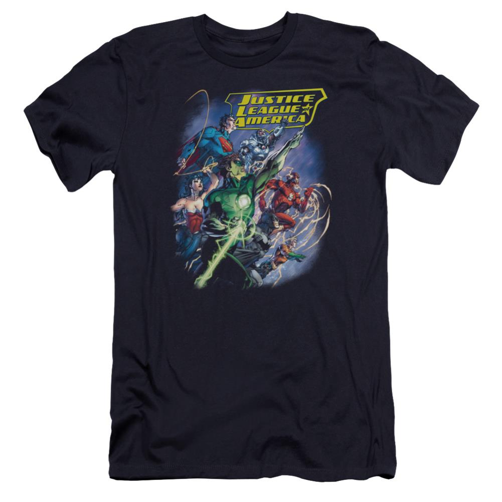 Justice League Of America Onward Men's Ultra-Soft 30/1 Cotton Slim Short-Sleeve T-Shirt