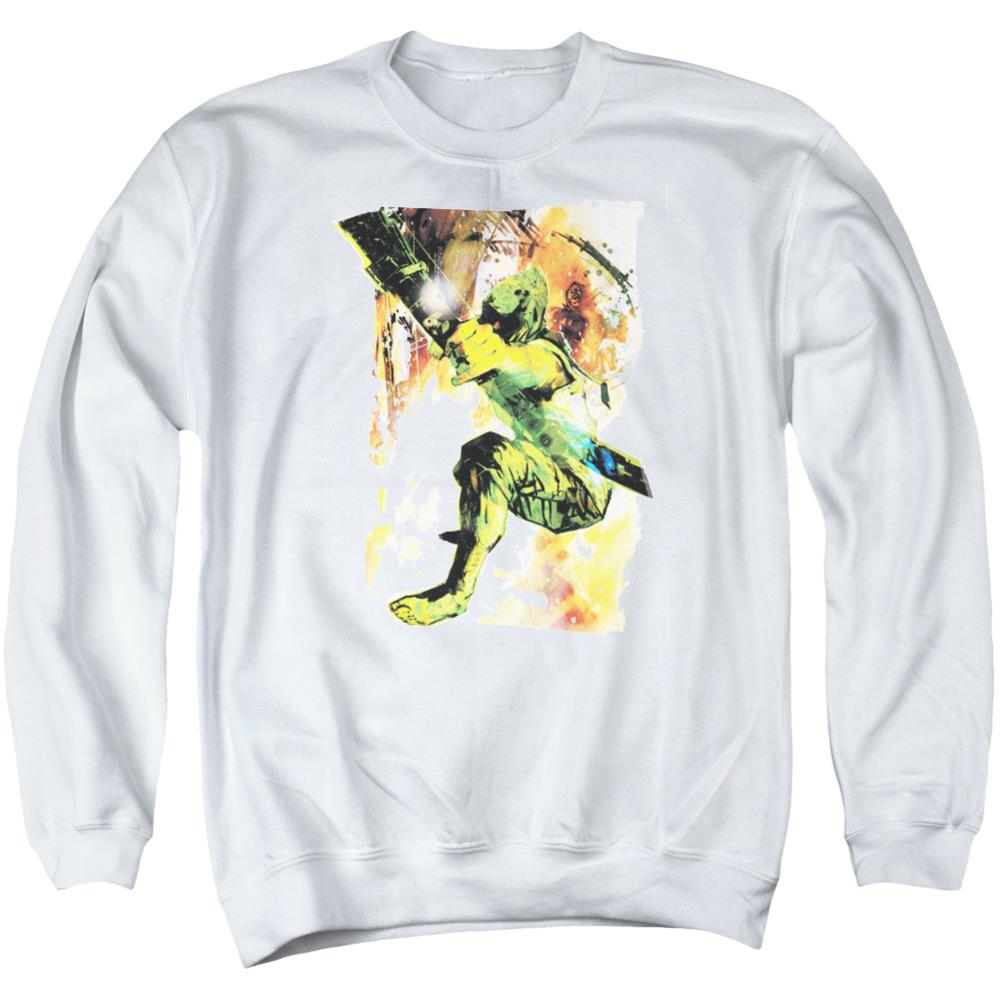 Justice League Of America Painted Archer Men's Crewneck 50 50 Poly Long-Sleeve T-Shirt