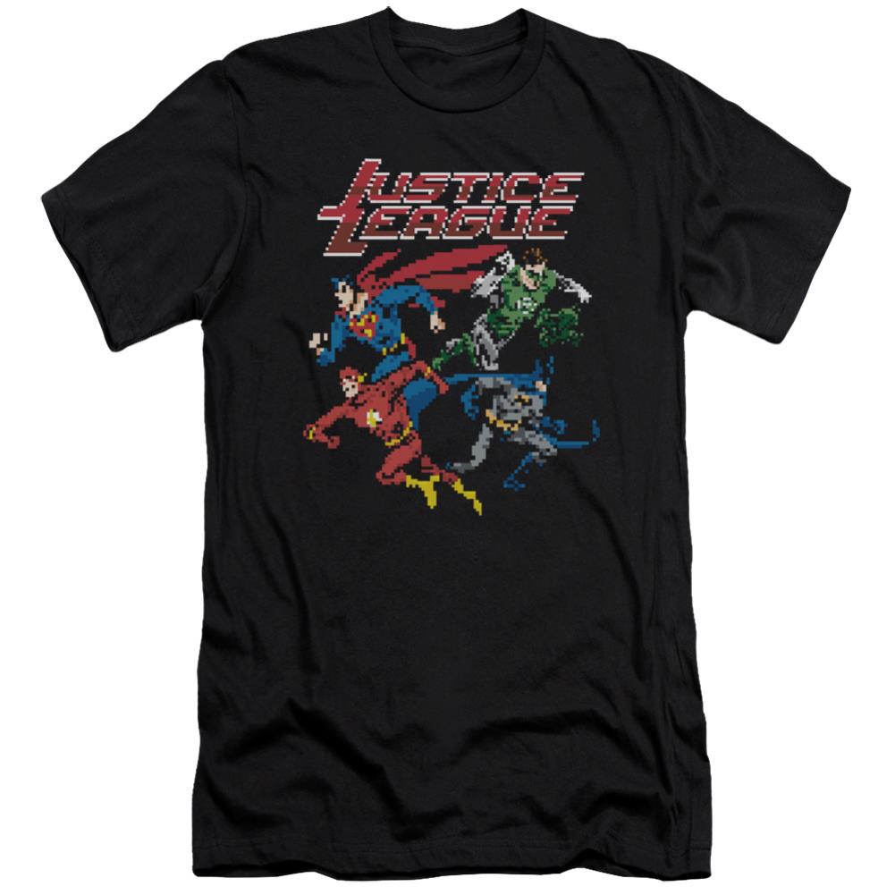 Justice League Of America Pixel League Men's Ultra-Soft 30/1 Cotton Slim Short-Sleeve T-Shirt