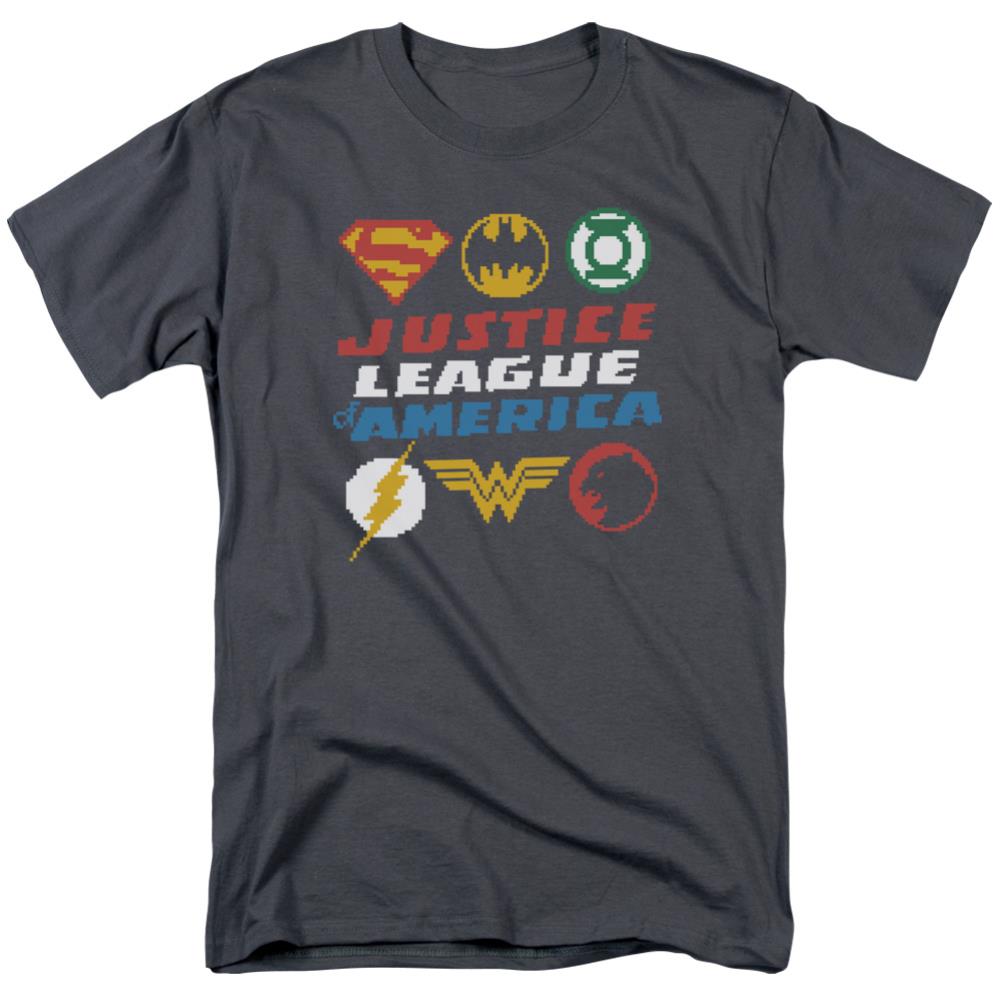 Justice League Of America Pixel Logos Men's 18/1 Cotton Short-Sleeve T-Shirt