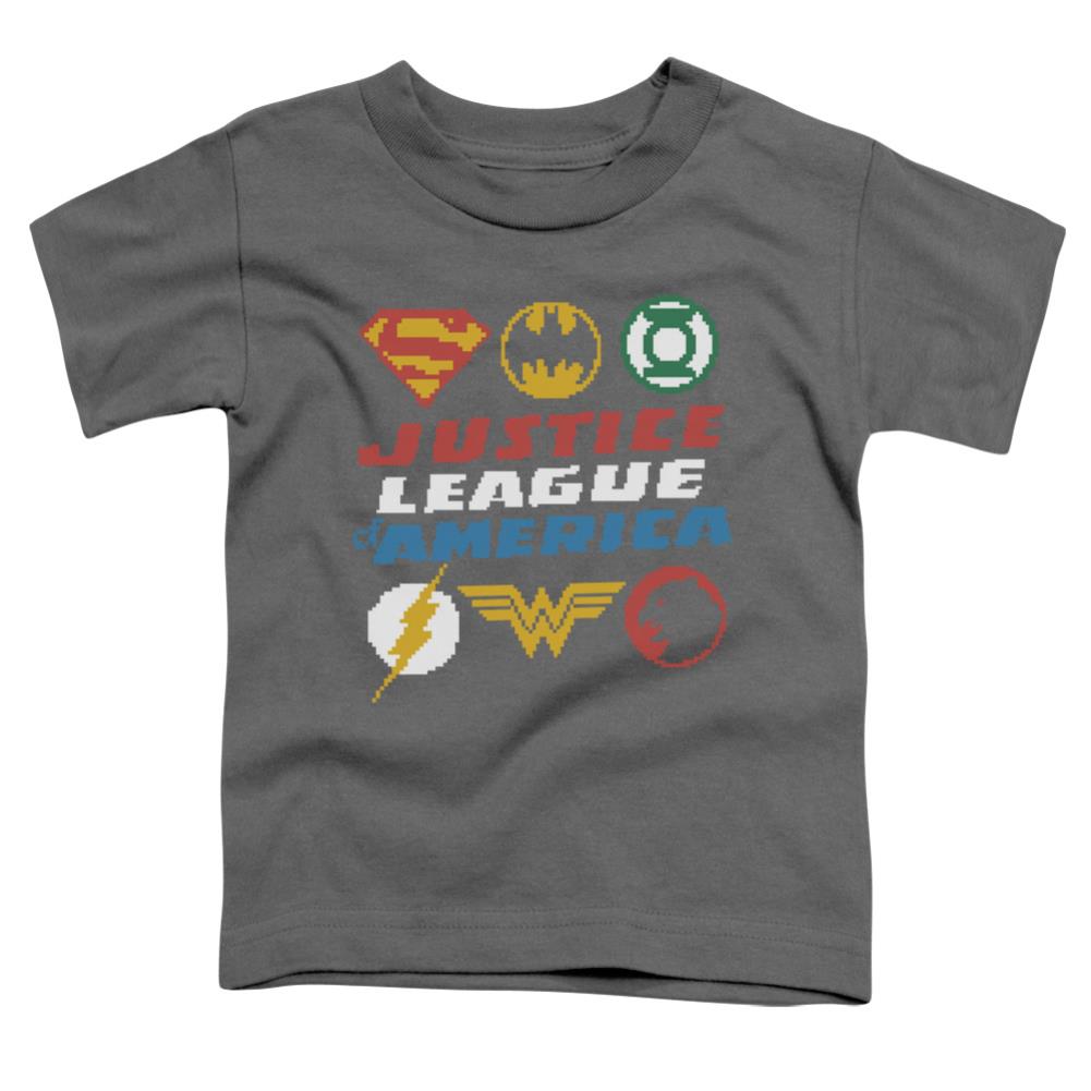 Justice League Of America Pixel Logos Toddler 18/1 Cotton Short-Sleeve T-Shirt