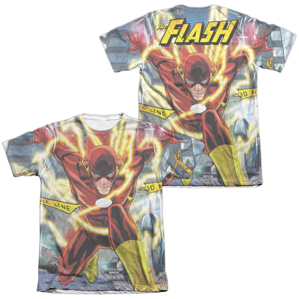 Justice League Of America Police Line (Front/Back Print) Men's Regular Fit Poly Cotton Short-Sleeve T-Shirt