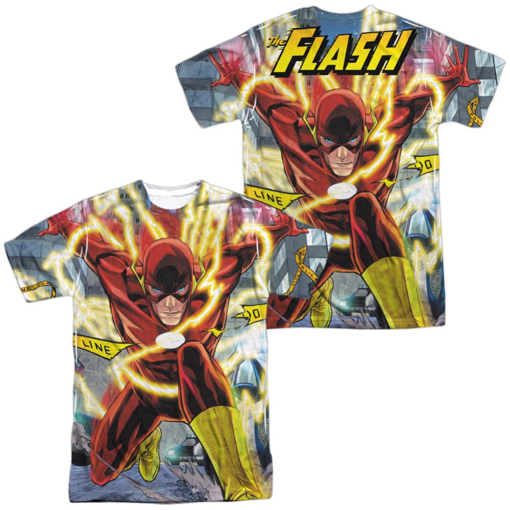 Justice League Of America Police Line (Front/Back Print) Men's Regular Fit Polyester Short-Sleeve T-Shirt