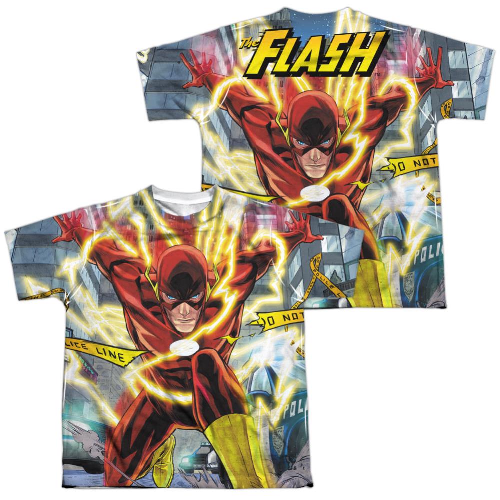 Justice League Of America Police Line (Front/Back Print) Youth Regular Fit Poly Short-Sleeve T-Shirt
