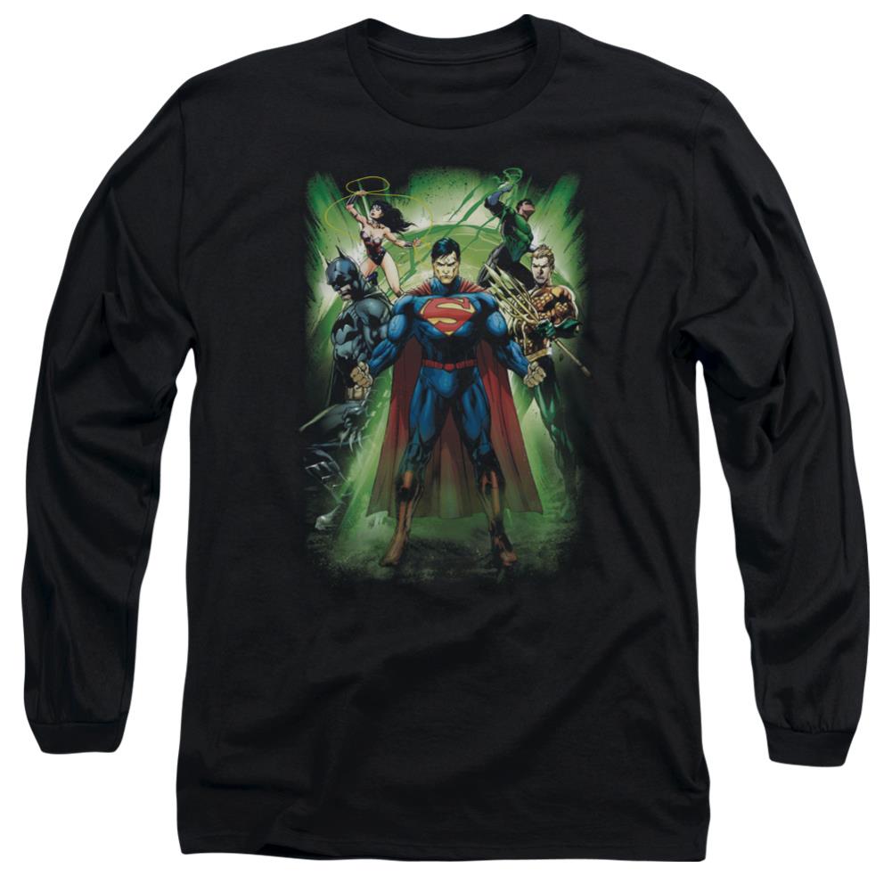 Justice League Of America Power Burst Men's 18/1 Cotton Long-Sleeve T-Shirt