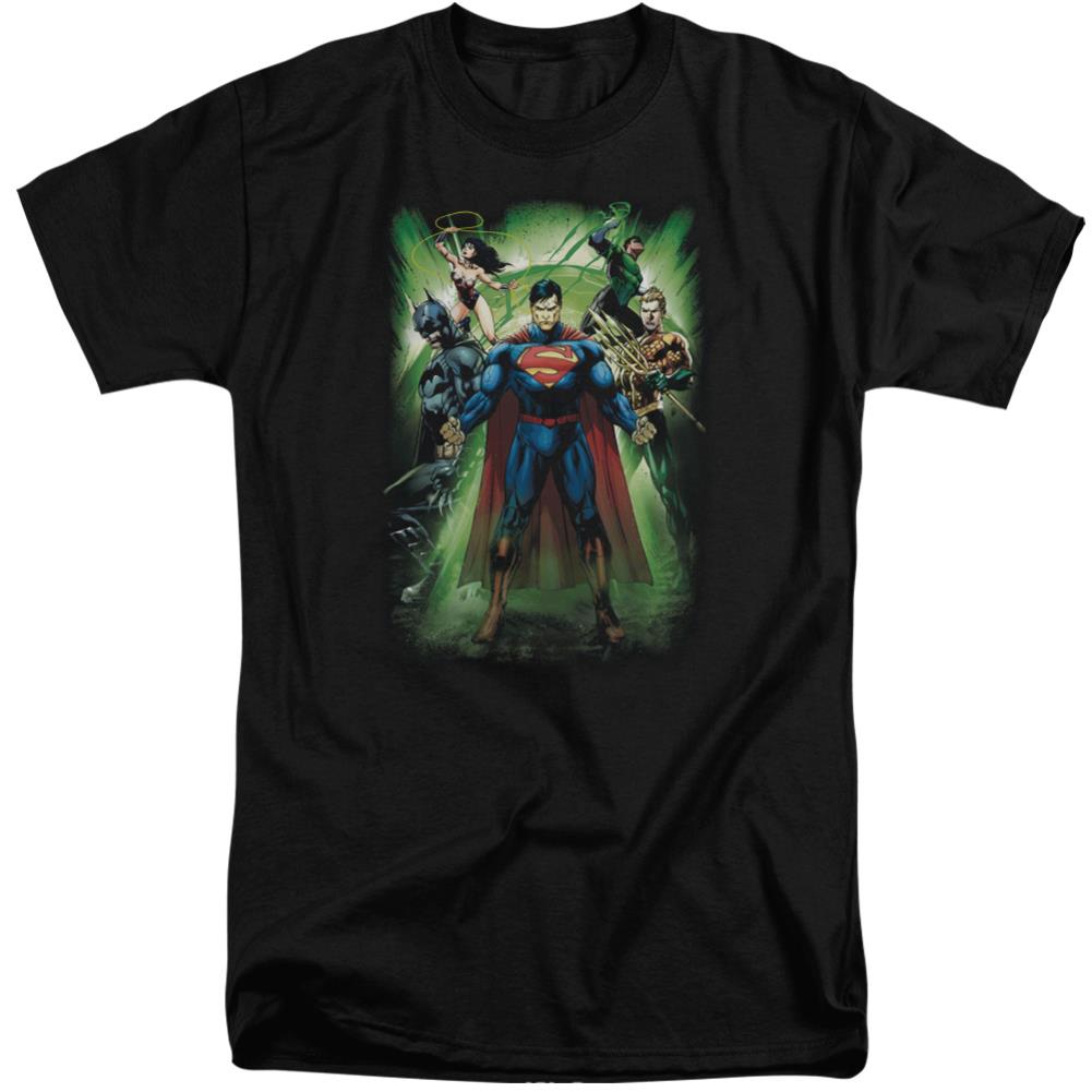 Justice League Of America Power Burst Men's 18/1 Tall Cotton Short-Sleeve T-Shirt