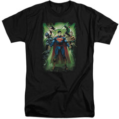 Justice League Of America Power Burst Men's 18/1 Tall Cotton Short-Sleeve T-Shirt