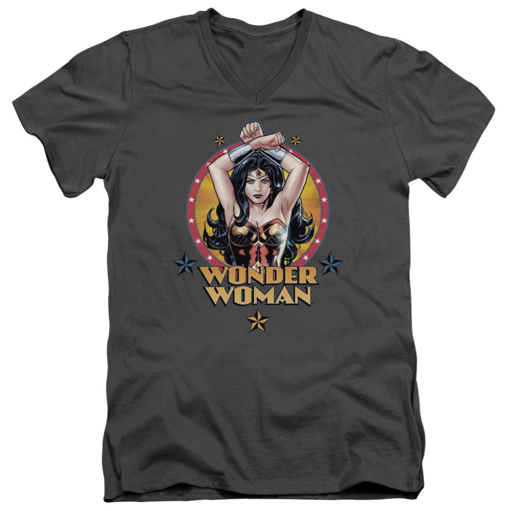 Justice League Of America Powerful Woman Men's 30/1 Cotton Slim V-Neck T-Shirt