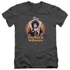 Justice League Of America Powerful Woman Men's 30/1 Cotton Slim V-Neck T-Shirt