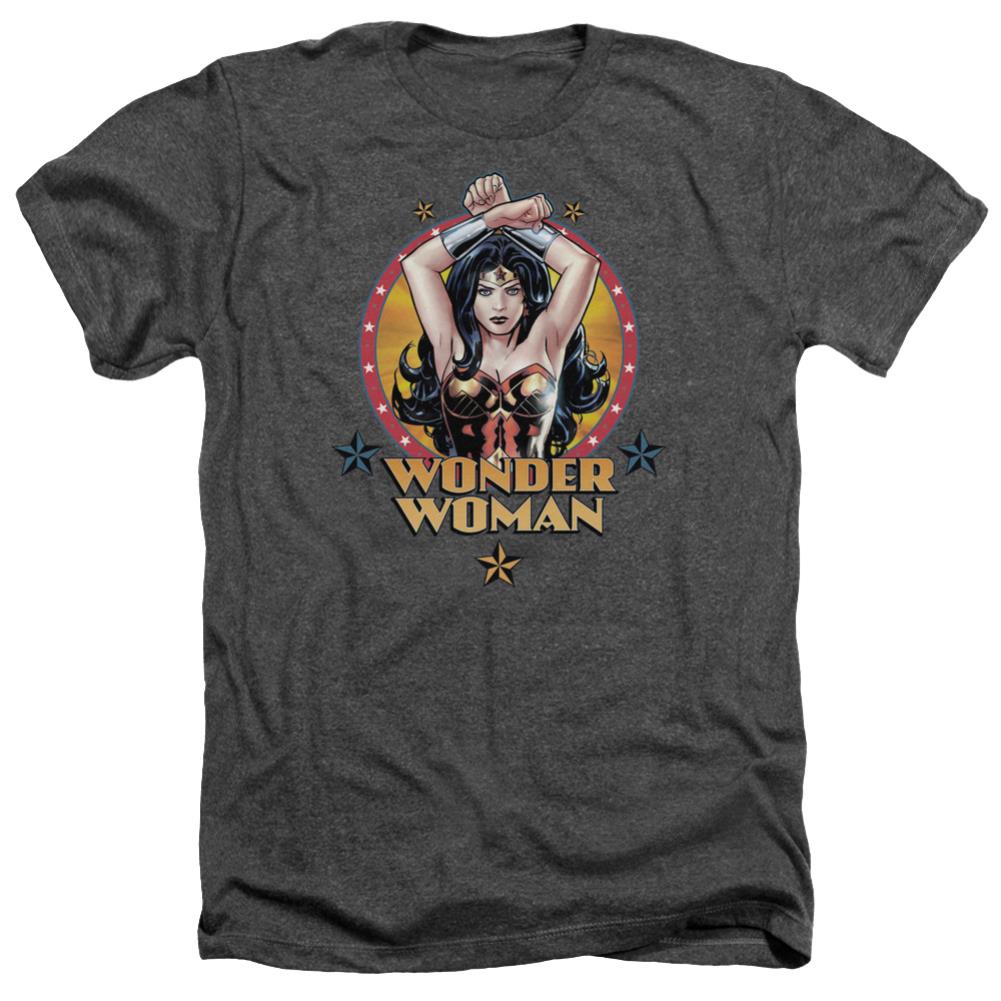 Justice League Of America Powerful Woman Men's 30/1 Heather 60 40 Poly Short-Sleeve T-Shirt