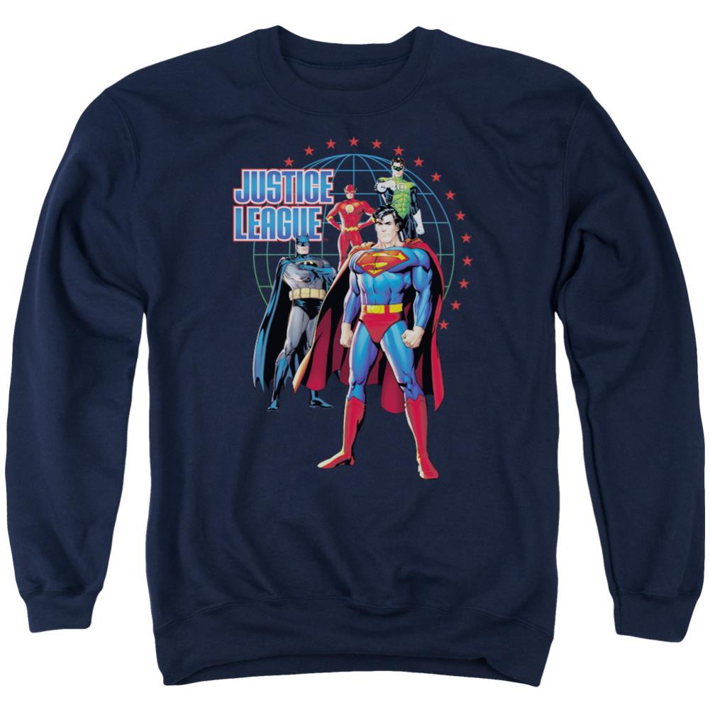 Justice League Of America Protectors Men's Crewneck 50 50 Poly Long-Sleeve T-Shirt