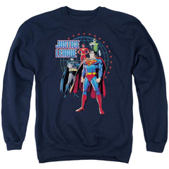 Justice League Of America Protectors Men's Crewneck 50 50 Poly Long-Sleeve T-Shirt