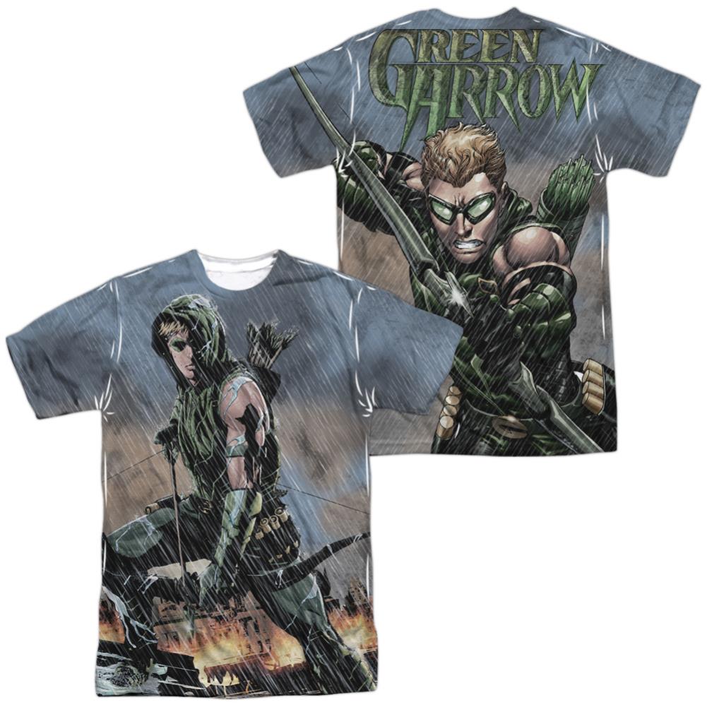 Justice League Of America Rain (Front/Back Print) Men's Regular Fit Polyester Short-Sleeve T-Shirt