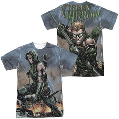 Justice League Of America Rain (Front/Back Print) Men's Regular Fit Polyester Short-Sleeve T-Shirt