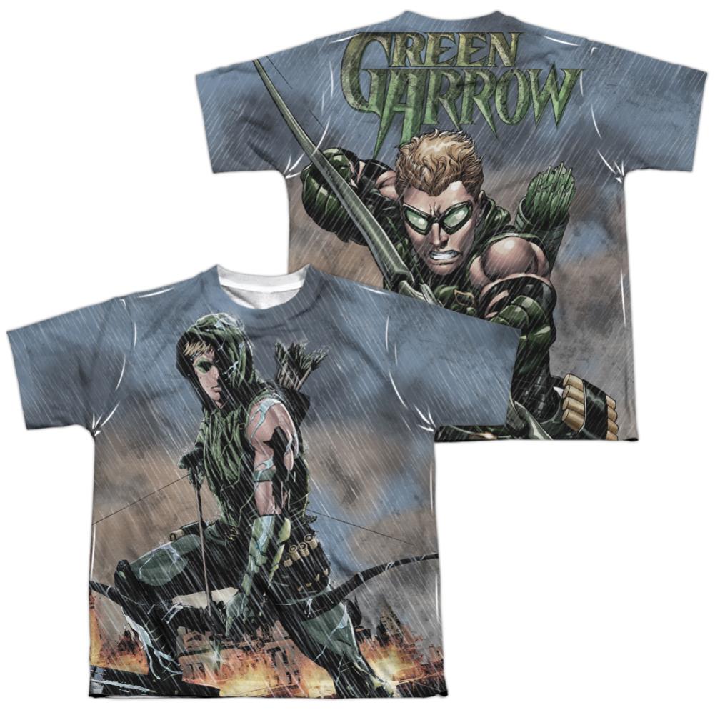 Justice League Of America Rain (Front/Back Print) Youth Regular Fit Poly Short-Sleeve T-Shirt