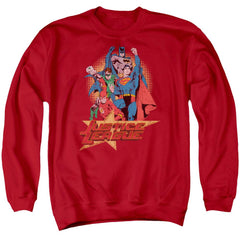 Justice League Of America Raise Your Fist Men's Crewneck 50 50 Poly Long-Sleeve T-Shirt