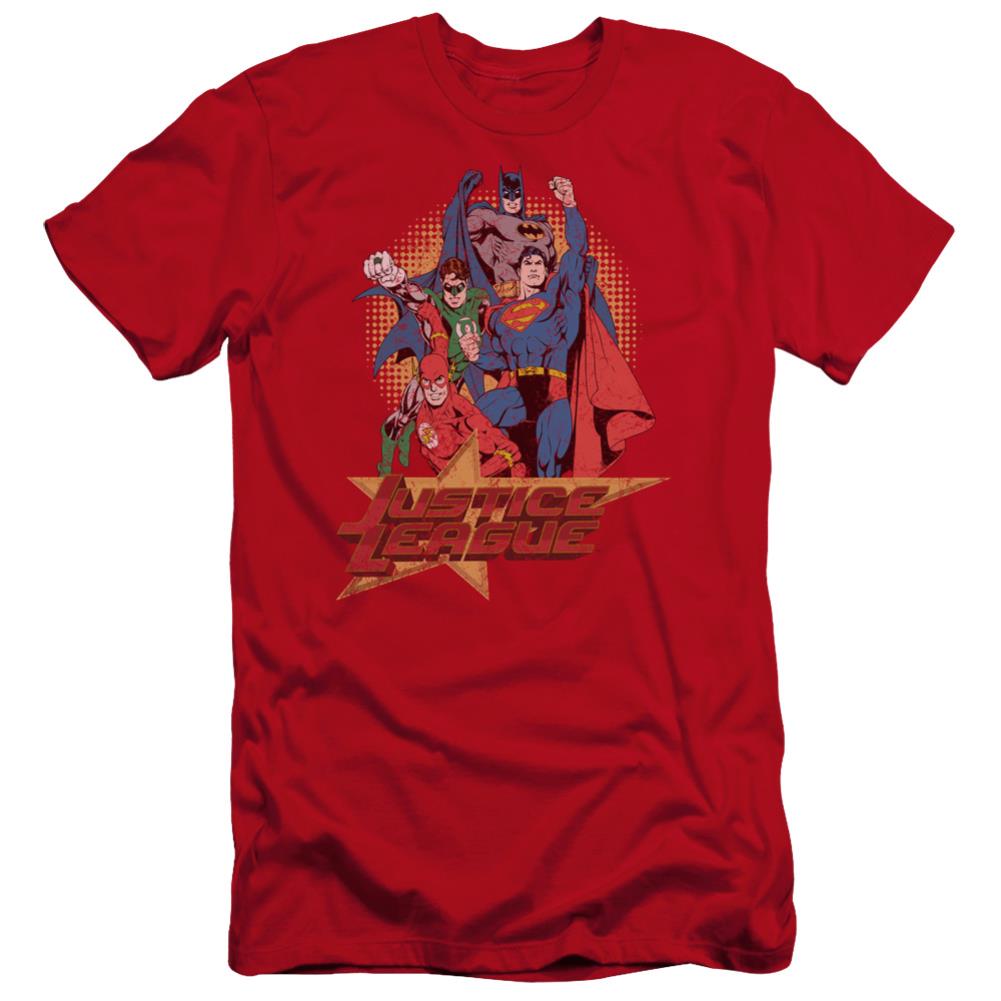 Justice League Of America Raise Your Fist Men's Ultra-Soft 30/1 Cotton Slim Short-Sleeve T-Shirt