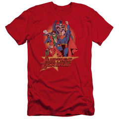 Justice League Of America Raise Your Fist Men's Ultra-Soft 30/1 Cotton Slim Short-Sleeve T-Shirt