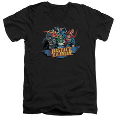 Justice League Of America Ready To Fight Men's 30/1 Cotton Slim V-Neck T-Shirt