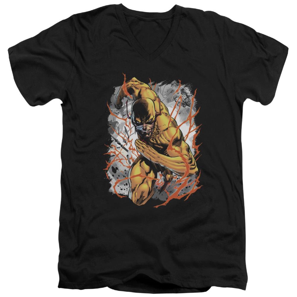 Justice League Of America Reversed Men's 30/1 Cotton Slim V-Neck T-Shirt
