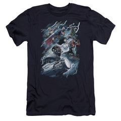 Justice League Of America Ride The Lightening Men's Ultra-Soft 30/1 Cotton Slim Short-Sleeve T-Shirt