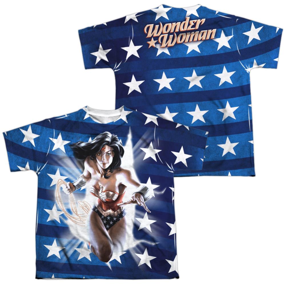 Justice League Of America Ripped Flag (Front/Back Print) Youth Regular Fit Poly Short-Sleeve T-Shirt