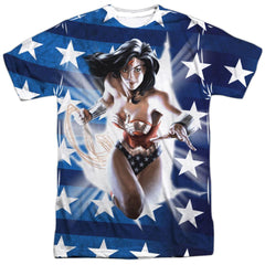Justice League Of America Ripped Flag Men's Regular Fit Polyester Short-Sleeve T-Shirt