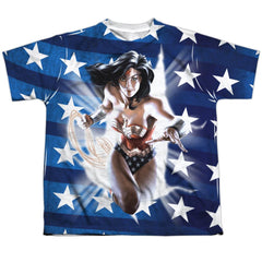 Justice League Of America Ripped Flag Youth Regular Fit Poly Short-Sleeve T-Shirt