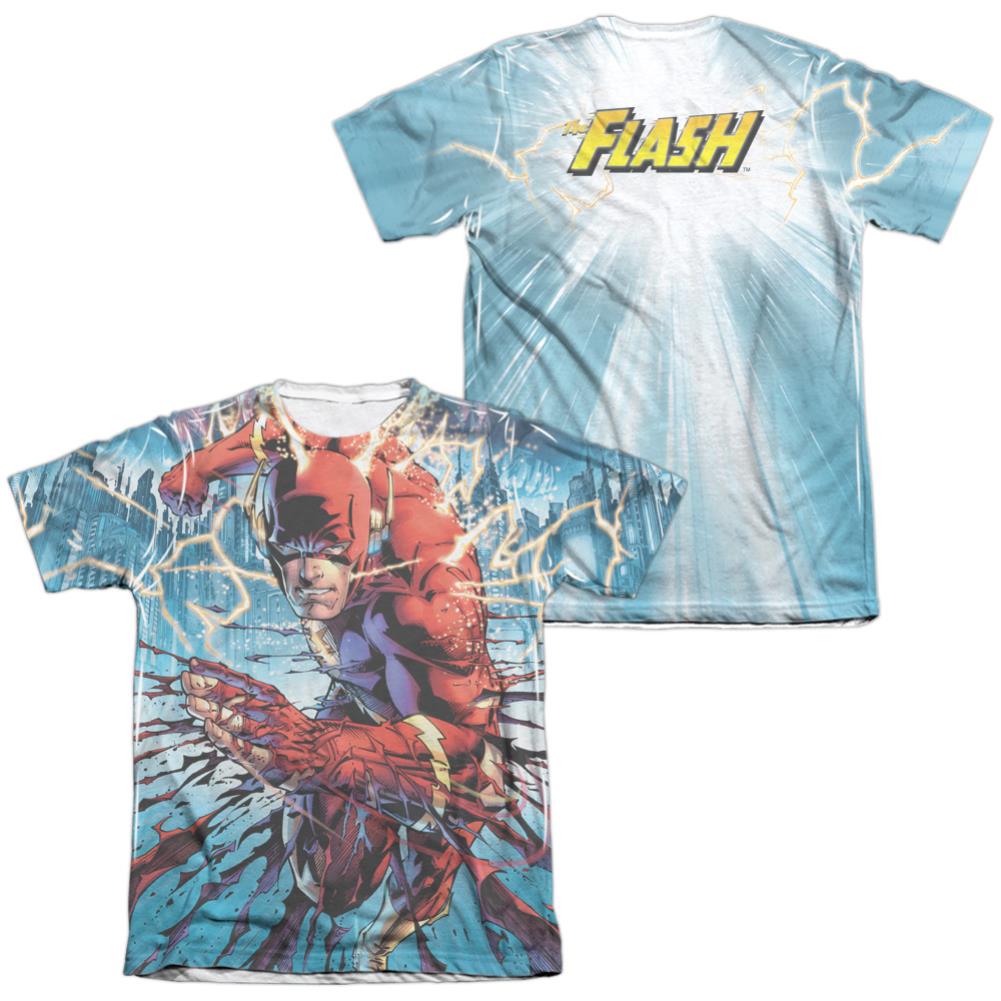 Justice League Of America Ripping And Tearing (Front/Back Print) Men's Regular Fit Poly Cotton Short-Sleeve T-Shirt