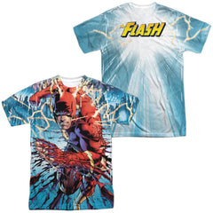 Justice League Of America Ripping And Tearing (Front/Back Print) Men's Regular Fit Polyester Short-Sleeve T-Shirt