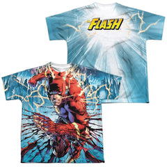 Justice League Of America Ripping And Tearing (Front/Back Print) Youth Regular Fit Poly Short-Sleeve T-Shirt