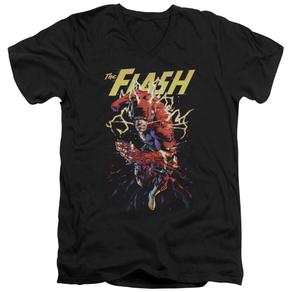 Justice League Of America Ripping Apart Men's 30/1 Cotton Slim V-Neck T-Shirt