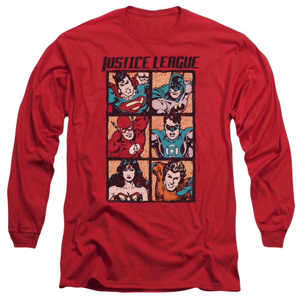 Justice League Of America Rough Panels Men's 18/1 Cotton Long-Sleeve T-Shirt