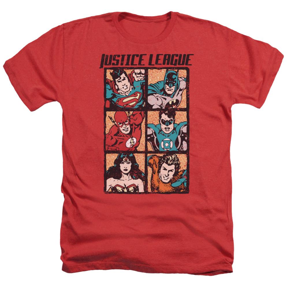 Justice League Of America Rough Panels Men's 30/1 Heather 60 40 Poly Short-Sleeve T-Shirt