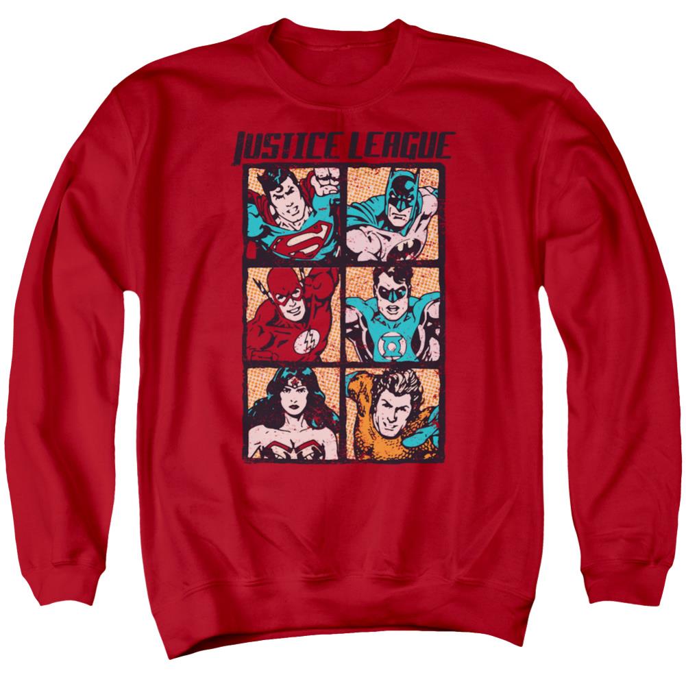 Justice League Of America Rough Panels Men's Crewneck 50 50 Poly Long-Sleeve T-Shirt