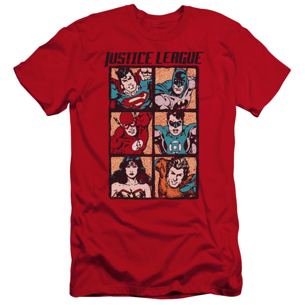 Justice League Of America Rough Panels Men's Ultra-Soft 30/1 Cotton Slim Short-Sleeve T-Shirt