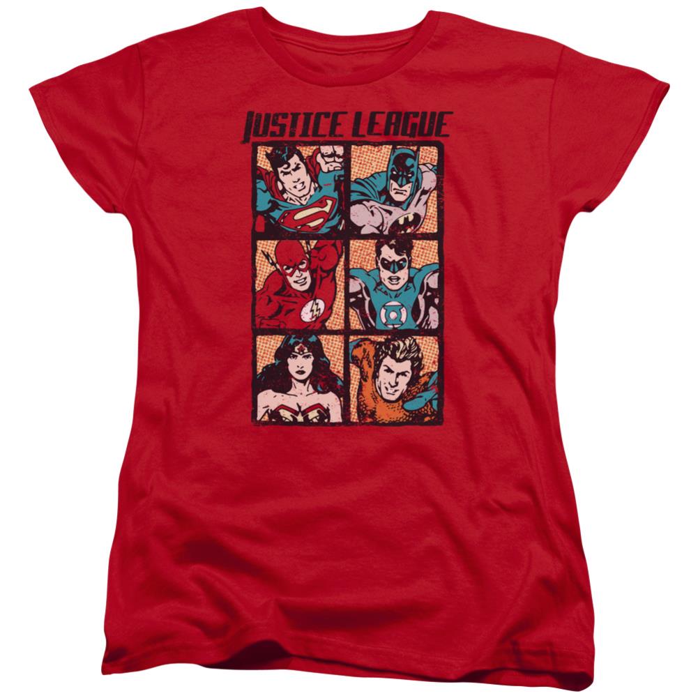 Justice League Of America Rough Panels Women's 18/1 Cotton Short-Sleeve T-Shirt