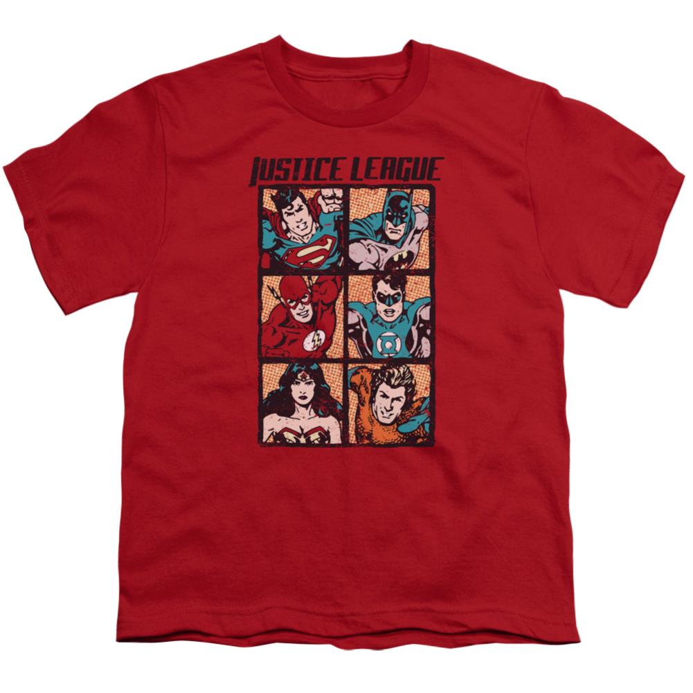 Justice League Of America Rough Panels Youth 18/1 100% Cotton Short-Sleeve T-Shirt