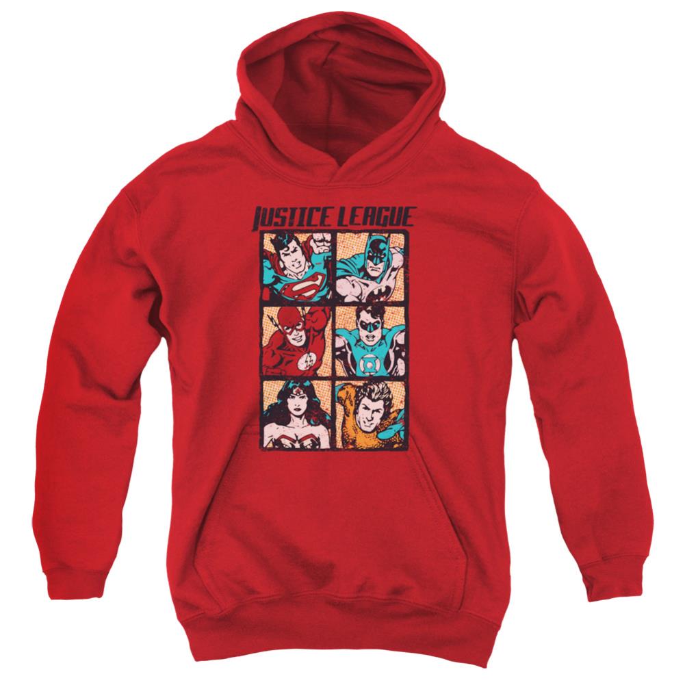 Justice League Of America Rough Panels Youth Cotton Poly Pull-Over Hoodie